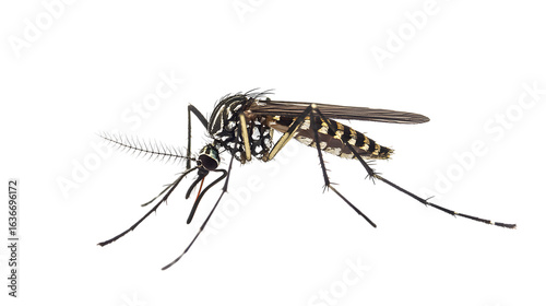 Aedes Mosquito Close Up on Transparent Background Detailed Insect Vector Illustration Isolated Pest Control Concept