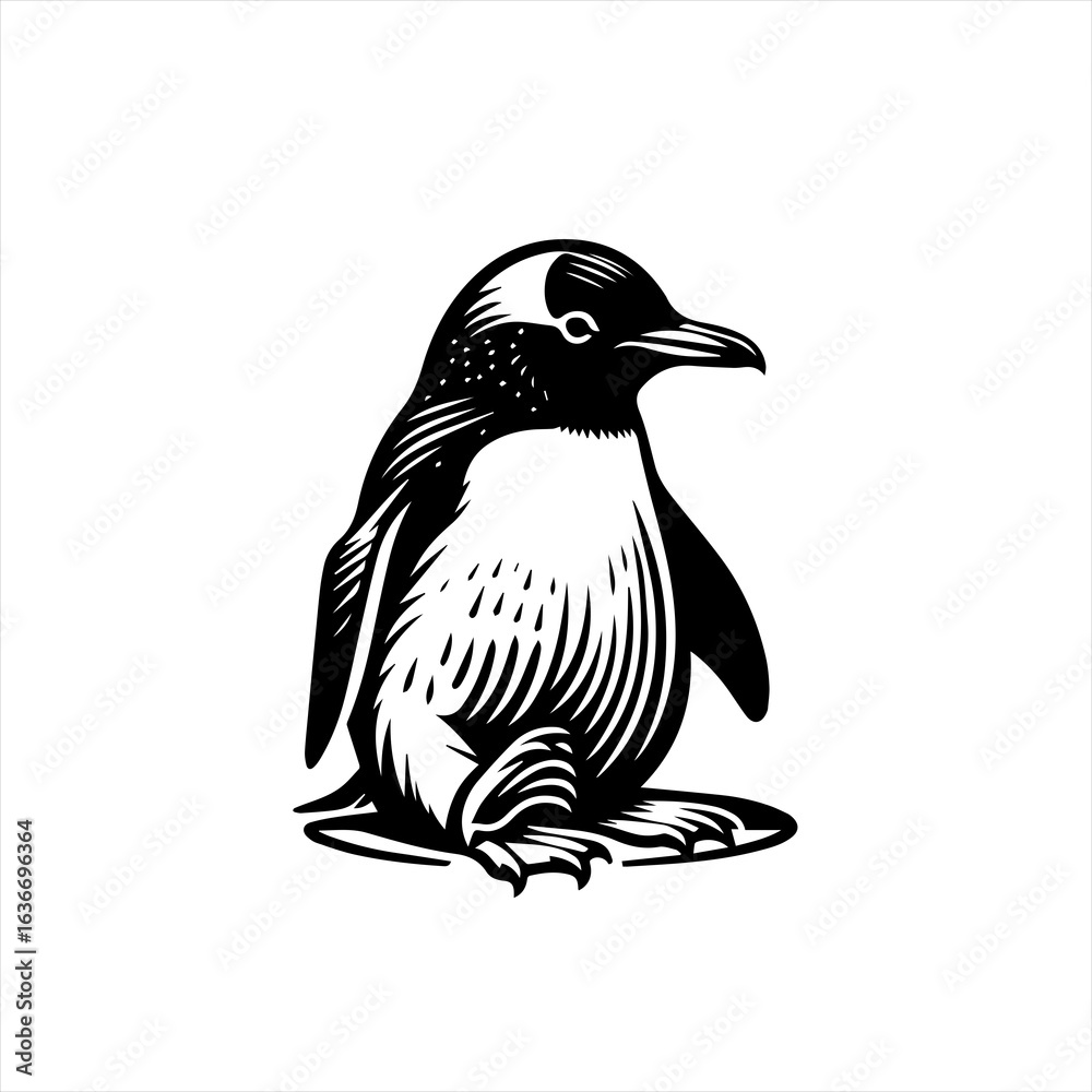 Fototapeta premium Stylized black and white penguin illustration
