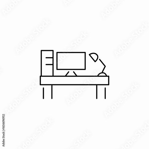 computer desk lamp icon sign vector