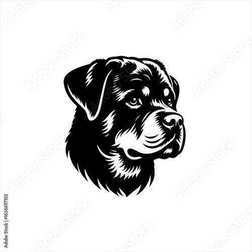 Rottweiler dog portrait on white background