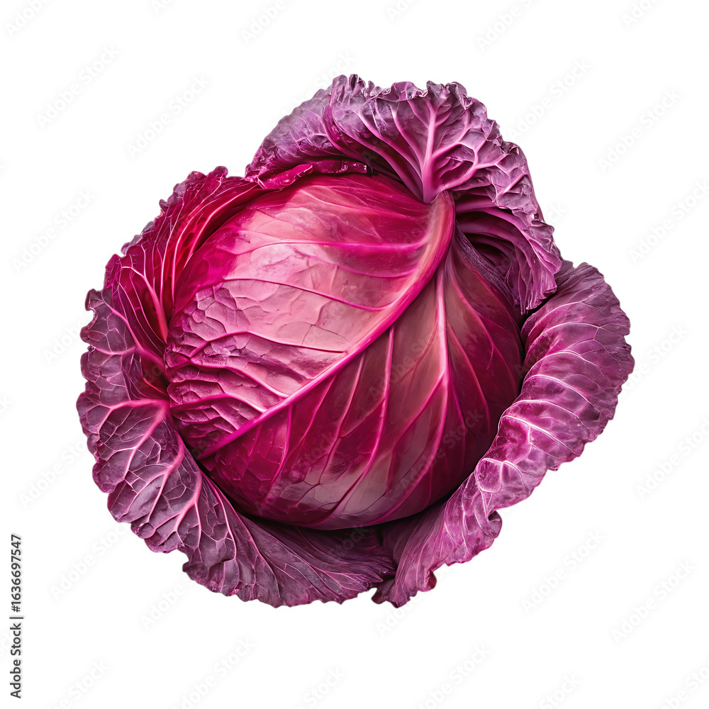 Obraz premium Fresh red cabbage isolated on transparent background