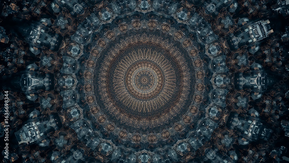 Obraz premium Photo of intricate symmetrical mandala pattern with a vintage aesthetic creates a mesmerizing and decorative design