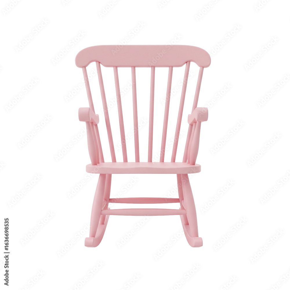 Fototapeta premium Schaukelstuhl in Pastellrosa auf transparentem Hintergrund – Studioaufnahme