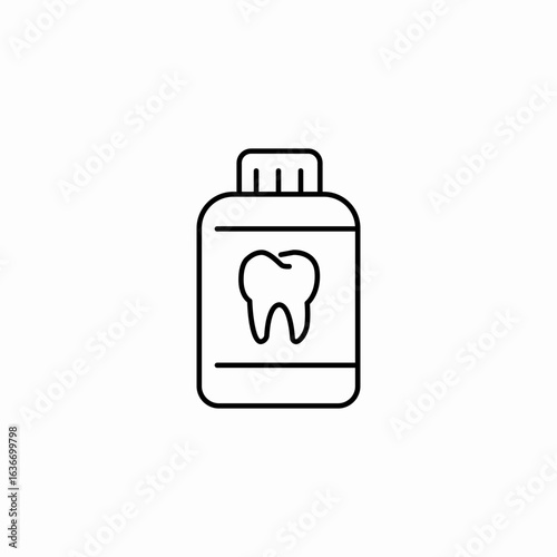 mouthwash bottle tooth icon sign vector
