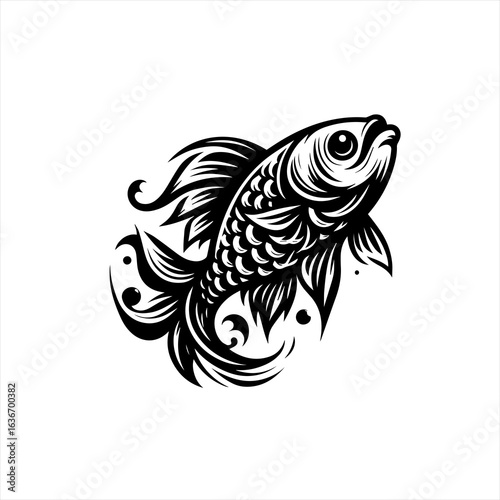 Ornate fish silhouette on white
