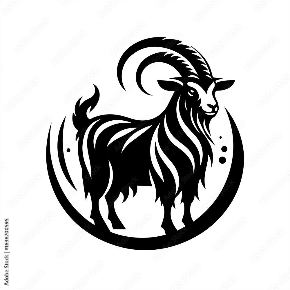 Obraz premium Black Goat Logo Design Illustration.