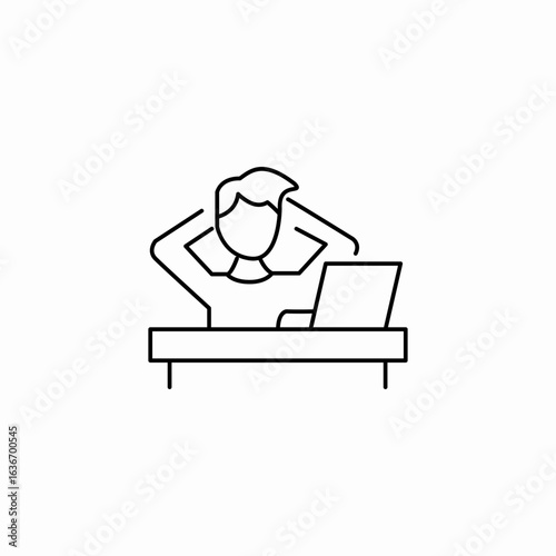 relaxed person laptop icon sign vector