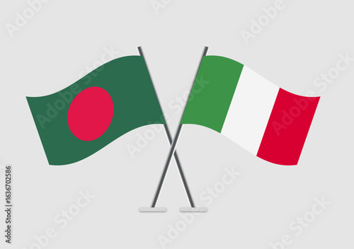 Bangladesh and Italy vector flags illustration in graphic flat mode