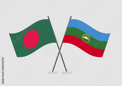 Bangladesh and Karachay-Cherkessia vector flags shown in diplomatic context