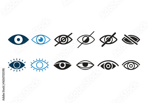 eye icon set. vision icon, incognito icon, no eye view, hidden icon set, see view icon,s sight symbol invisible eye hide icon 