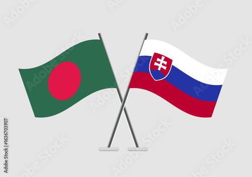 Bangladesh and Slovakia vector flags in polished cross-flag design