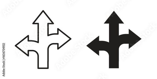 Three directions icon symbol, sign, logo or emblems. silhouette. EPS 10.