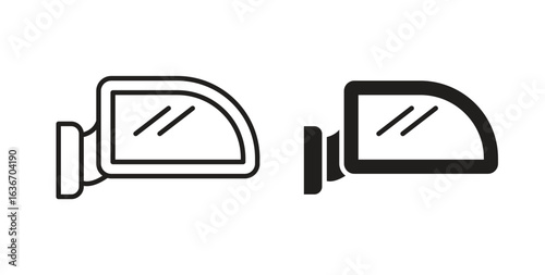 Side mirror icon symbol, sign, logo or emblems. silhouette. EPS 10.