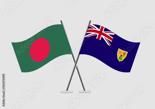Bangladesh and Turks and Caicos Islands vector flags graphic concept for duality
