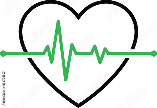 Vector illustration of a heart with a heartbeat line. An ECG symbol representing health, cardiology, and love. Ideal for medical websites, wellness apps, and healthcare designs.