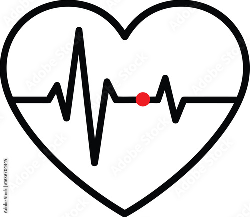 Vector illustration of a heart with a heartbeat line. An ECG symbol representing health, cardiology, and love. Ideal for medical websites, wellness apps, and healthcare designs.