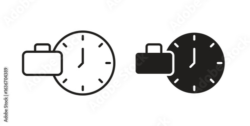 Office time icon symbol, sign, logo or emblems. silhouette. EPS 10.