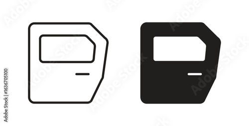 car door icon symbol, sign, logo or emblems. silhouette. EPS 10.