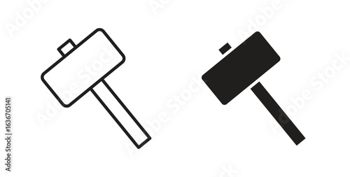 Wooden mallet icon symbol, sign, logo or emblems. silhouette. EPS 10.