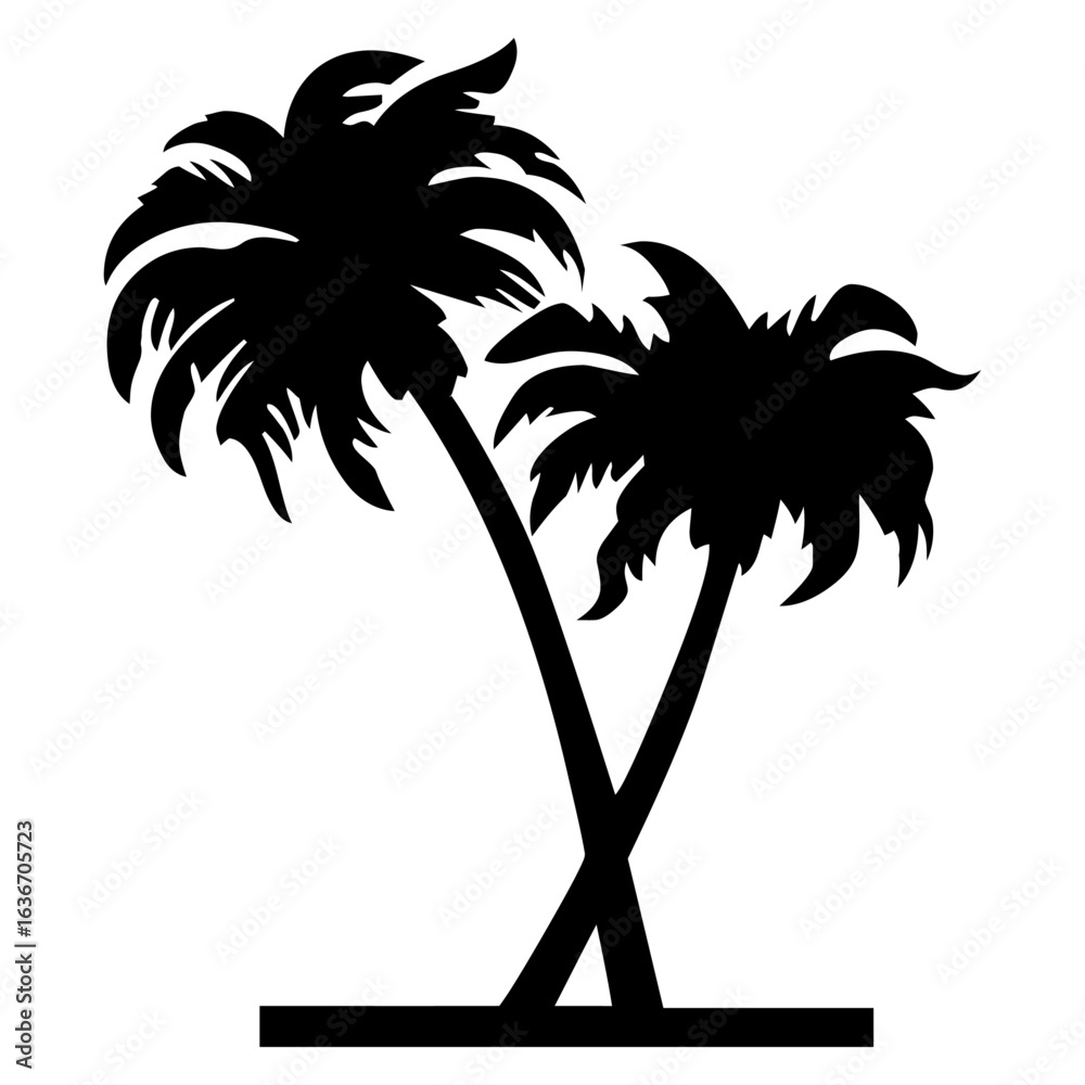 Obraz premium Bent Coconut Palm Tree Icon Vector Illustration