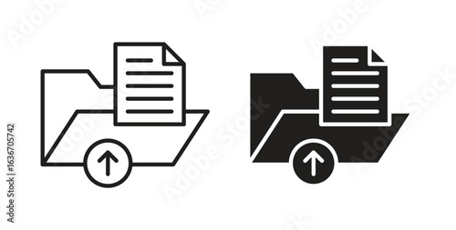 Upload file icon symbol, sign, logo or emblems. silhouette. EPS 10.