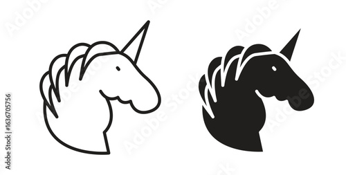 Unicorn icon symbol, sign, logo or emblems. silhouette. EPS 10.