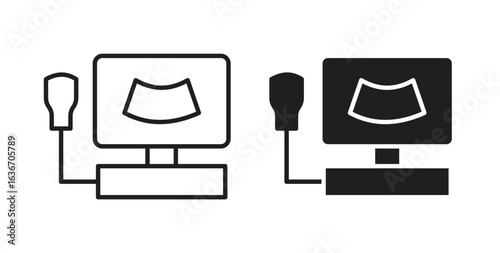 Ultrasonography icon symbol, sign, logo or emblems. silhouette. EPS 10.