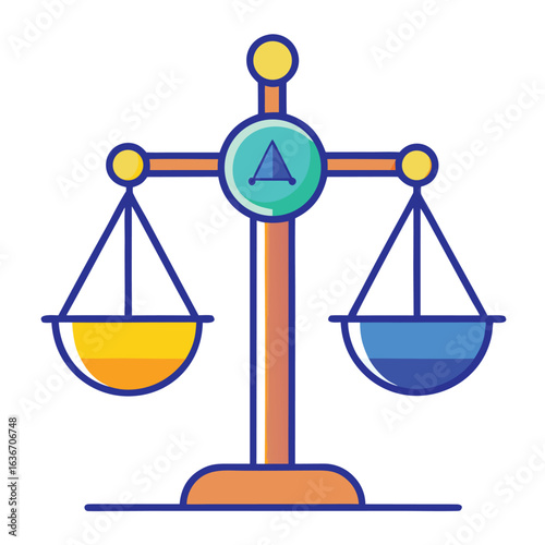 Abstract concept of artificial intelligence ethics represented by a balanced scale icon