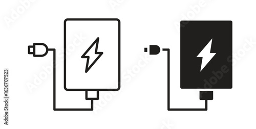 Power bank icon symbol, sign, logo or emblems. silhouette. EPS 10.