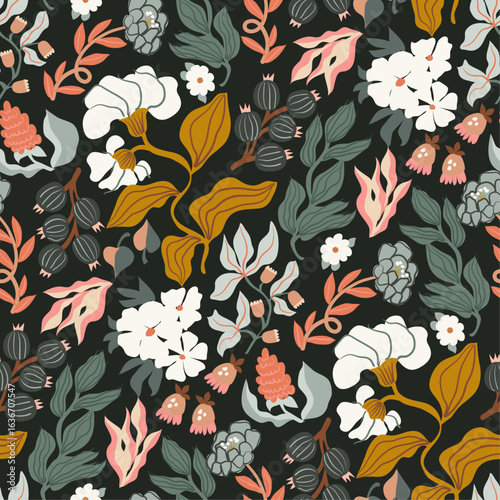 Moody Bloom Bold Floral Vector Modern Boho Pattern