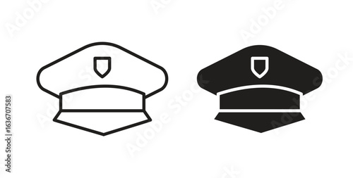 Police cap icon symbol, sign, logo or emblems. silhouette. EPS 10.