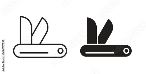 Pocket knife icon symbol, sign, logo or emblems. silhouette. EPS 10.