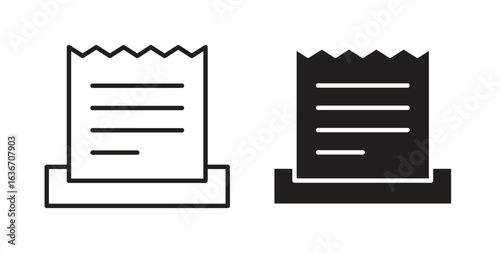 Paper receipt icon symbol, sign, logo or emblems. silhouette. EPS 10.