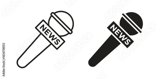 News microphone icon symbol, sign, logo or emblems. silhouette. EPS 10.