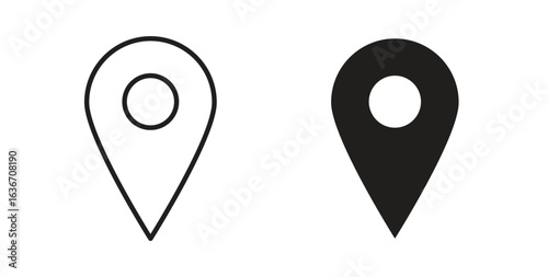 Navigation pin icon symbol, sign, logo or emblems. silhouette. EPS 10.
