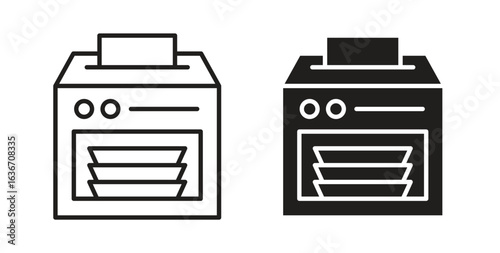 Money counting machine icon symbol, sign, logo or emblems. silhouette. EPS 10.