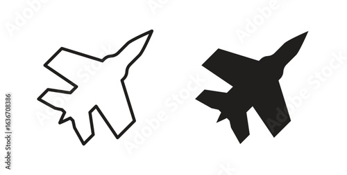 Military aircraft icon symbol, sign, logo or emblems. silhouette. EPS 10.
