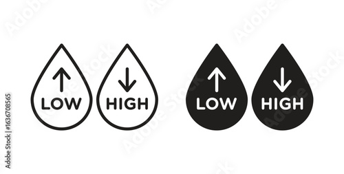 Low and high cholesterol icon symbol, sign, logo or emblems. silhouette. EPS 10.