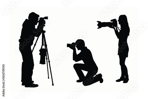 Photographers Capturing Moments: A collection of silhouettes capturing the dedication of passionate photographers, each engrossed in the art of visual storytelling.