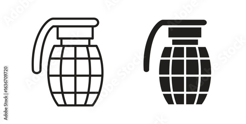 Hand grenade icon symbol, sign, logo or emblems. silhouette. EPS 10.