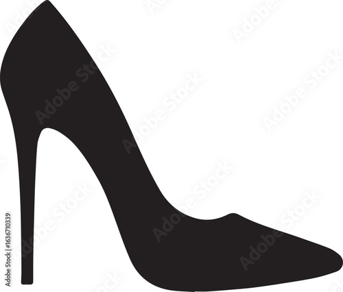 female stylish shoes silhouette vector