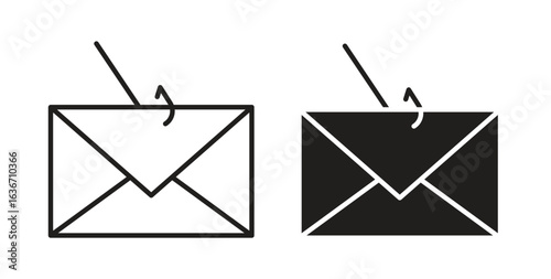 Email phishing icon symbol, sign, logo or emblems. silhouette. EPS 10.