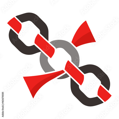 Broken Chain Link Symbolizing Freedom and Abolition, Minimalist Vector