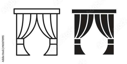 Curtains icon symbol, sign, logo or emblems. silhouette. EPS 10.