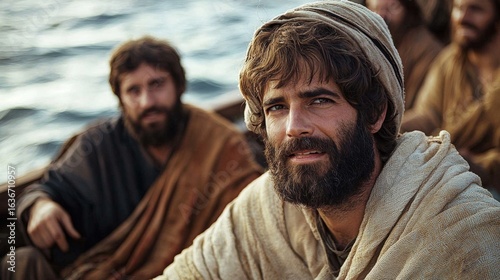The miraculous moment of Jesus with Simon Peter and Andrew on the sea.