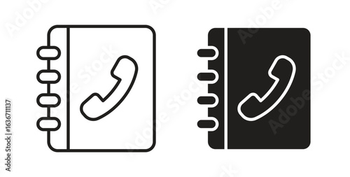 Contact book icon symbol, sign, logo or emblems. silhouette. EPS 10.