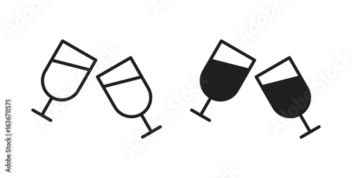 champagne glasses icon symbol, sign, logo or emblems. silhouette. EPS 10.