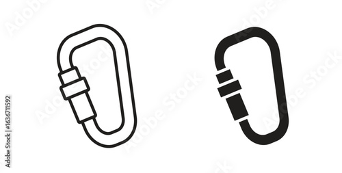 Carabiner icon symbol, sign, logo or emblems. silhouette. EPS 10.