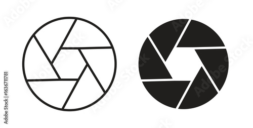 Camera shutter icon symbol, sign, logo or emblems. silhouette. EPS 10.