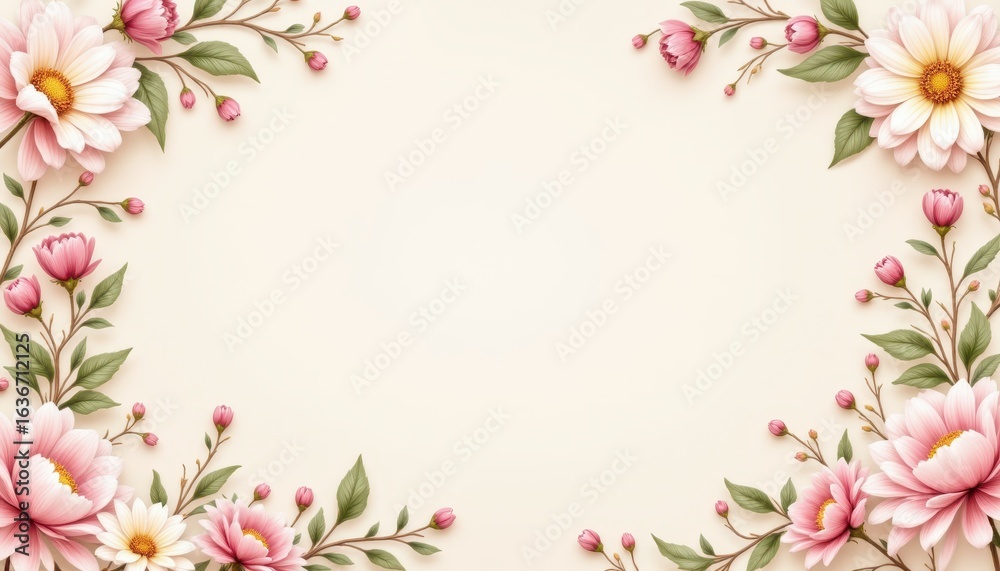 Fototapeta premium Beautiful flowers background with copy space for design and creative projects